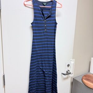 Ralph Lauren Navy and‎ Black Striped Maxi Dress